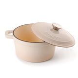 BergHOFF Neo 3pc Cast Iron Cookware Set, Grill Pan & Round Dutch Oven, Meringue