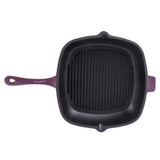 BergHOFF Neo 3pc Cast Iron Cookware Set, Grill Pan & Round Dutch Oven, Purple