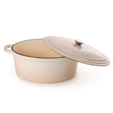 BergHOFF Neo 5pc Cast Iron Oval Dutch Oven Set with 10" Fry Pan, 5qt. & 8qt., Meringue