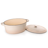 BergHOFF Neo 5pc Cast Iron Oval Dutch Oven Set with 10" Fry Pan, 5qt. & 8qt., Meringue
