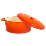 BergHOFF Neo 5pc Cast Iron Oval Dutch Oven Set with 10" Fry Pan, 5qt. & 8qt., Orange