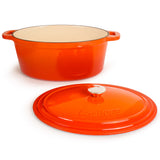 BergHOFF Neo 5pc Cast Iron Oval Dutch Oven Set with 10" Fry Pan, 5qt. & 8qt., Orange