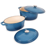 BergHOFF Neo 4Pc Cast Iron Cookware Set, 5qt. & 8qt. Covered Dutch Oven, Blue