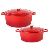 BergHOFF Neo 4pc Cast Iron Cookware Set, 5qt. & 8qt., Red