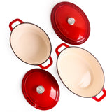 BergHOFF Neo 4pc Cast Iron Cookware Set, 5qt. & 8qt., Red