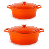 BergHOFF Neo 4Pc Cast Iron Cookware Set, 5qt. & 8qt. Dutch Ovens, Matching Lids, Orange