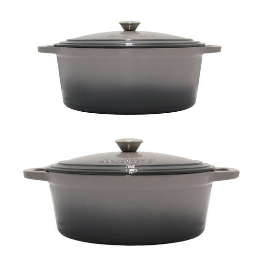 BergHOFF Neo 4Pc Cast Iron Cookware Set, 5qt. & 8qt. Dutch Ovens, Matching Lids, Oyster