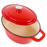 BergHOFF Neo 4Pc Cast Iron Cookware Set, 5qt. & 8qt. Dutch Ovens, Matching Lids, Red
