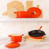 BergHOFF Neo 4pc Cast Iron Cookware Set, 5qt. & 8qt., Orange