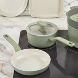 BergHOFF Leo Balance 11pc Nonstick Aluminum Cookware Set, Glass Lids, Sage