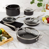 BergHOFF Essentials Nonstick Hard Anodized 11" Deep Skillet 4.3qt. With Glass Lid, Black