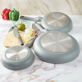 BergHOFF Balance 3Pc Nonstick Ceramic Frying Pan Set, Recycled Aluminum, Moonmist