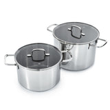 BergHOFF DiNA Helix 4pc Recycled 18/10 Stainless Steel Stockpot Set, Glass Lids