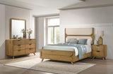 Bennett Queen Upholstered 4-Piece Mid-Century Bedroom Set Light Oak