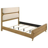 Bennett Eastern King Upholstered 4-Piece Mid-Century Bedroom Set Light Oak