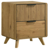 Bennett Eastern King Upholstered 4-Piece Mid-Century Bedroom Set Light Oak