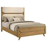 Bennett Queen Mid-Century Fabric Upholstered Panel Bed Light Oak