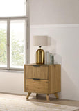Bennett Mid-Century 2-Drawer Rubberwood Nightstand Light Oak