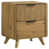 Bennett Mid-Century 2-Drawer Rubberwood Nightstand Light Oak