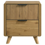 Bennett Mid-Century 2-Drawer Rubberwood Nightstand Light Oak