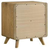 Bennett Mid-Century 2-Drawer Rubberwood Nightstand Light Oak