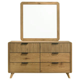 Bennett Mid-Century 2-Piece 6-Drawer Dresser and Mirror Light Oak