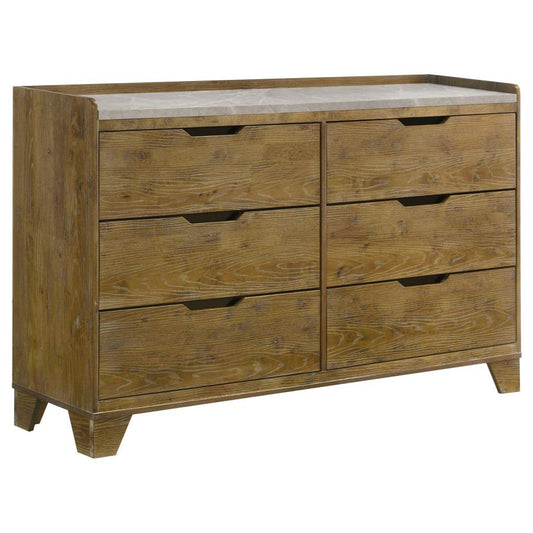 Henderson 6-Drawer Bedroom Dresser Cabinet Medium Oak