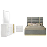 Ines 4-Piece Queen Bedroom Set Grey and White High Gloss