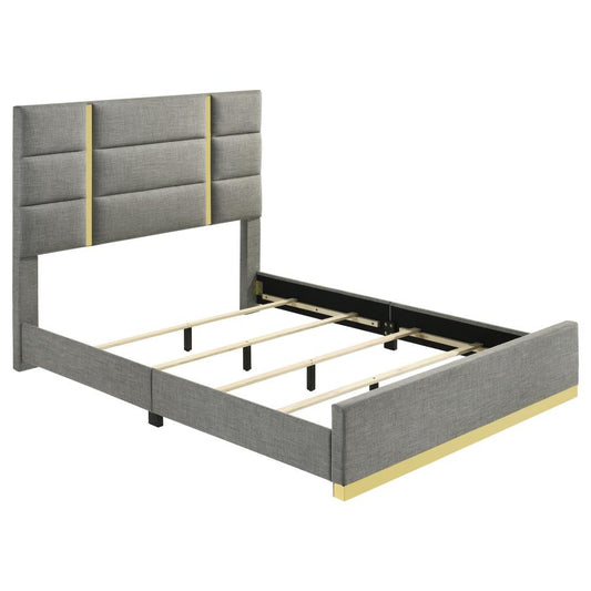 Ines 56-Inch Fabric Upholstered Queen Panel Bed Grey