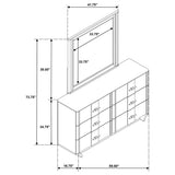Leanne 6-drawer Sinter Stone Top Dresser and Mirror Light Oak