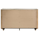 Leanne 6-drawer Sinter Stone Top Dresser Cabinet Light Oak