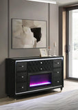 Lorient 8-Drawer LED Bedroom Flame Box Dresser Black