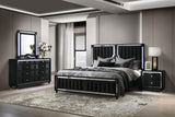 Ravenne 4-Piece Velvet Upholstered California King LED Bedroom Set Black