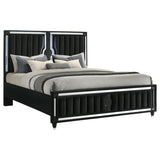 Ravenne Velvet Upholstered California King LED Panel Bed Black