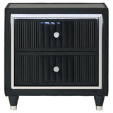Ravenne 2-drawer Velvet Upholstered LED Nightstand with USB Black