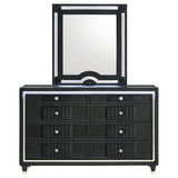 Ravenne 8-drawer Velvet Upholstered LED Dresser and Mirror Black