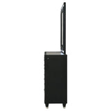 Ravenne 8-drawer Velvet Upholstered LED Dresser and Mirror Black