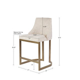 Rounded Back 26"H Upholstered Counter Stool Barstools, Cream