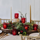 Ribbed Red Glass Votive Candle Holders Set of 6