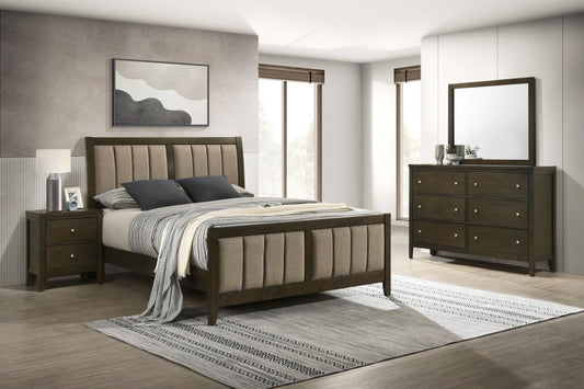 Wilkes 4-Piece Eastern King Bedroom Set with Upholstered Bed Dark Cocoa