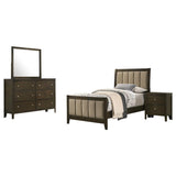 Wilkes 4-Piece Twin Bedroom Set with Upholstered Bed Dark Cocoa