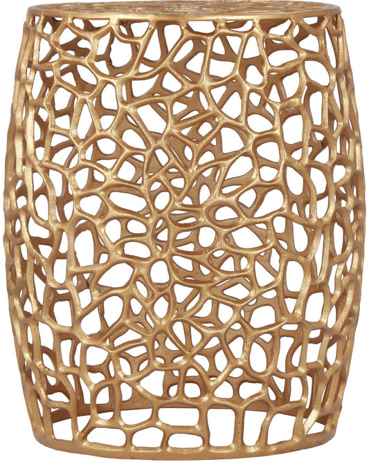Priya Contemporary Aluminum End Table with Intricate Scrollwork Design for Modern Living Spaces