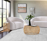 Priya Contemporary Aluminum End Table with Intricate Scrollwork Design for Modern Living Spaces