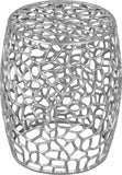 Priya Contemporary Aluminum End Table with Intricate Scrollwork Design for Modern Living Spaces