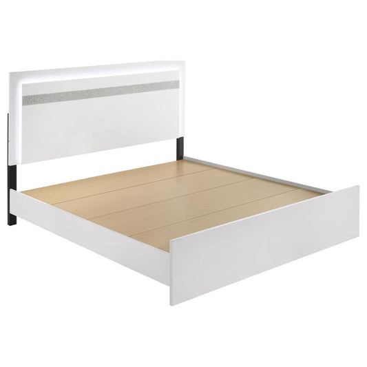 Viana Touch-Control LED Eastern King Platform Bed White High Gloss