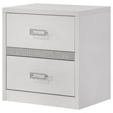 Viana Contemporary 2-Drawer Nightstand with Chrome Pulls White High Gloss