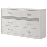 Viana 6-Drawer Bedroom Dresser with Chrome Pulls White High Gloss