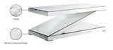 Zee Glass Contemporary Coffee Table - Unique Z-Shape Design with Mirrored Accents for Modern Living Rooms