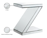 Zee Glass Mirrored End Table with Unique Z Shape Design - Stylish & Contemporary Living Room Accent