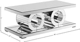 Jocelyn Mirrored Coffee Table – Modern Geometric Design for Chic Living Room Décor – 48" W x 24" D